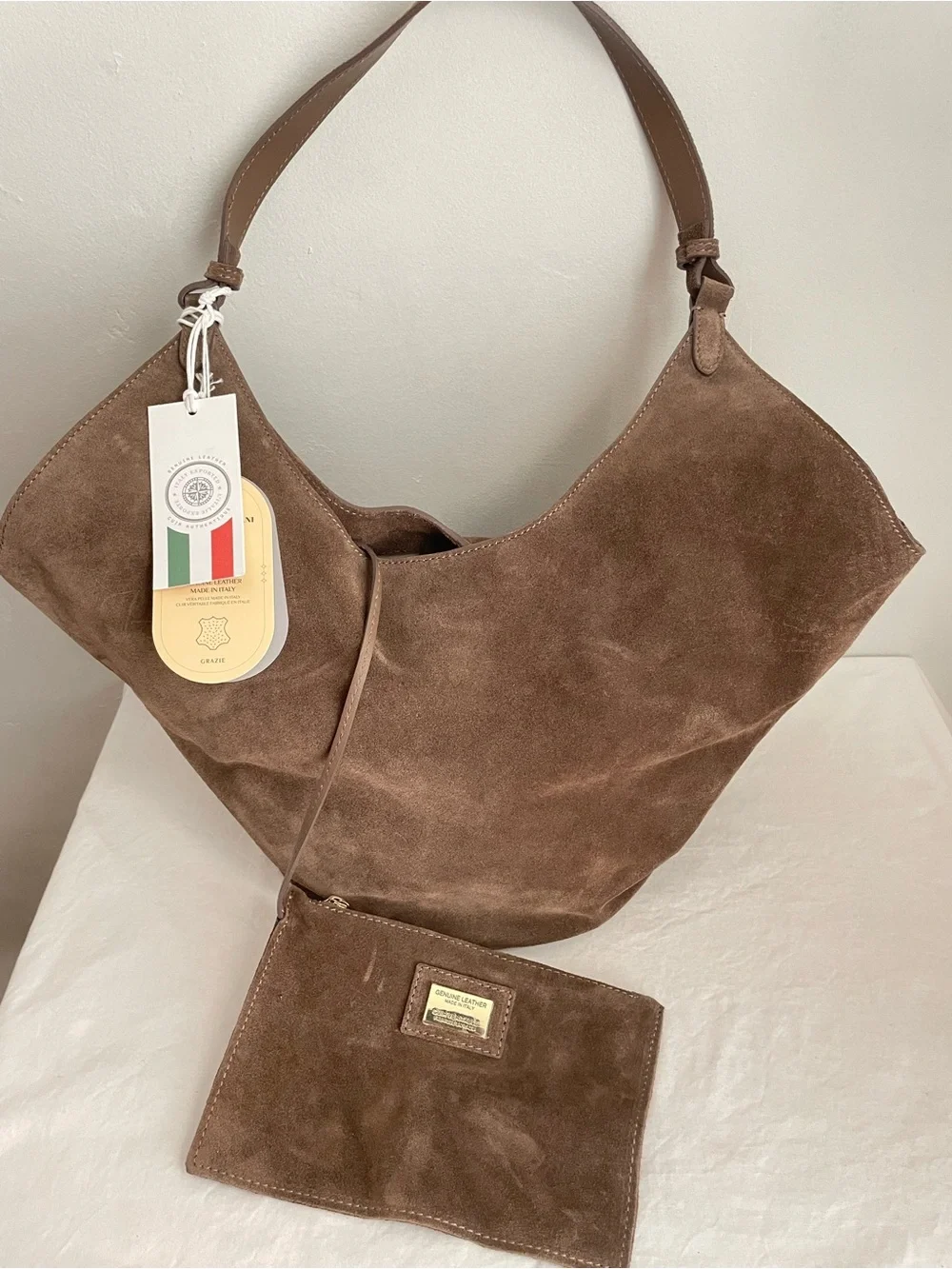 VIOLA CASTELLANI Brown Suede Hobo with Pouch NWT